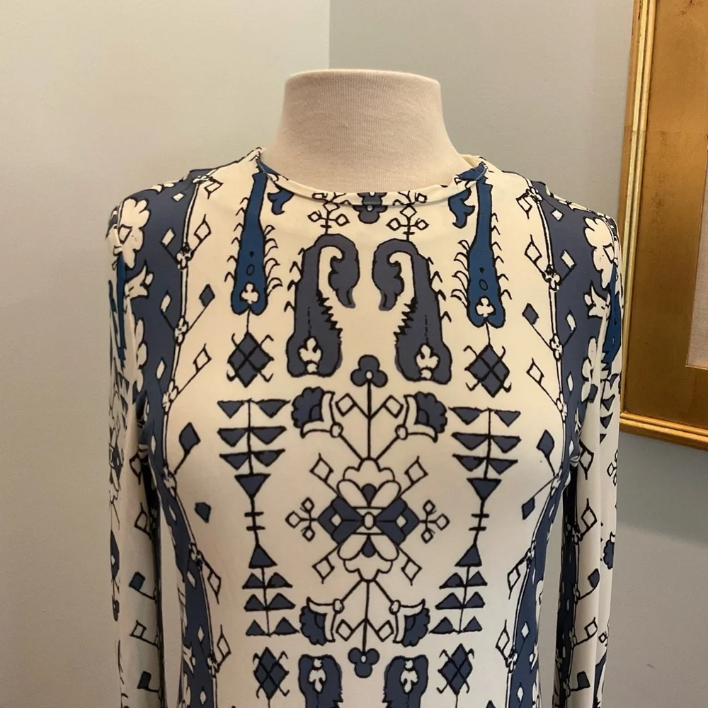 Tory‎ Burch Matte Jersey Lisbon Blue & White Dress